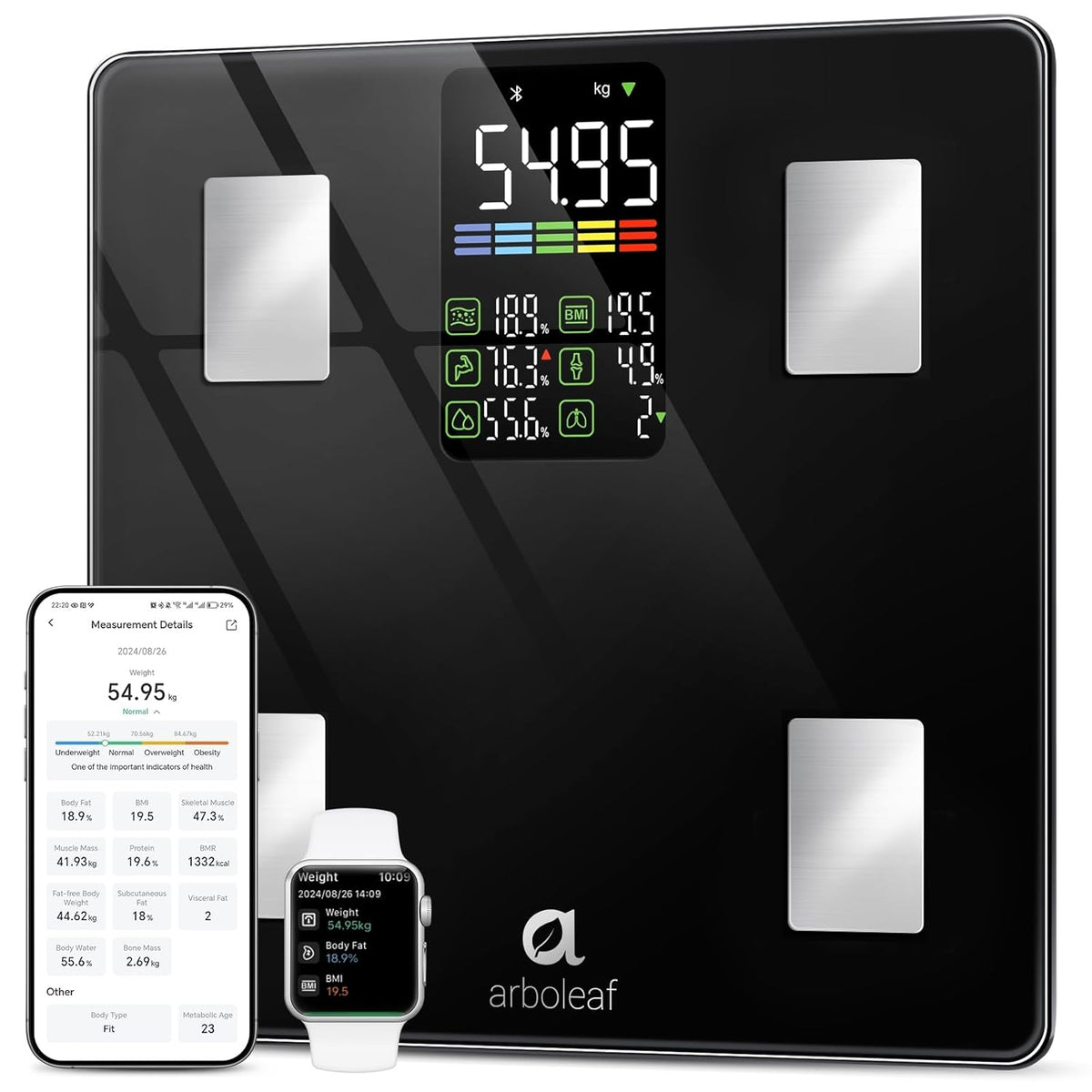 Arboleaf Body Fat Smart Scale CS20W Black